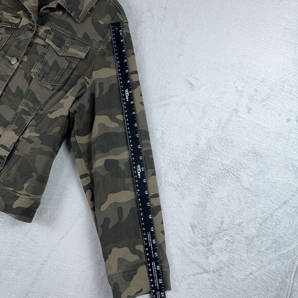 D. Jeans Camouflage Denim Jacket Button Front Army Green Women's Size 1X - Picture 9 of 12